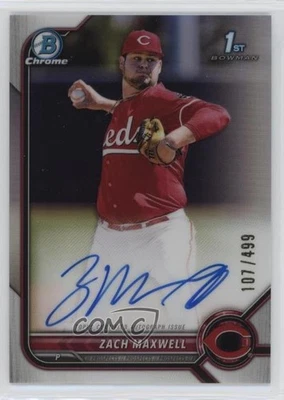 2022 Bowman Draft Chrome Pick Refractor /499 Zach Maxwell #CDA-ZM Auto - Image 1 of 2