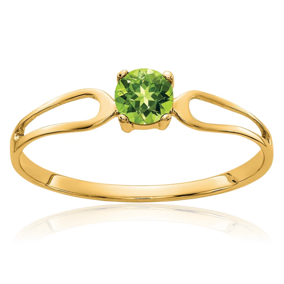 14K Solid Yellow Gold 4mm Peridot Solitaire Ring - Image 1 of 1