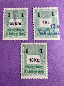 Dinamarca años 40 - Estampillas fiscales de zapatos de cuero usadas. - Imagen 1 de 2