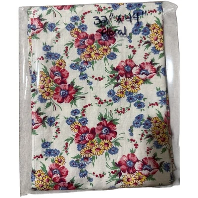 Vtg Feed Bag Sack Fabric - 1930's-1950's - 32" X 44" Pink, Yellow & Blue Floral - Image 1 of 4