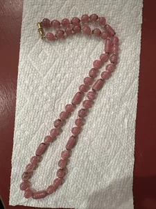 Vintage Venetian Murano Pink & White Sparkled Glass Hand Knotted Necklace - Picture 1 of 6