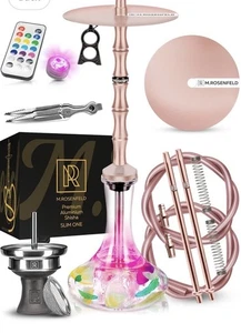 ROSENFELD Shisha 2 Hoses Set-85 cm Large(hose) Complete Set Rose Gold - Picture 1 of 7