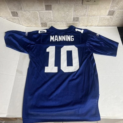 Винтажная футболка Reebok New York Giants Eli Manning молодежная большая 14–16 на поле НФЛ - Изображение 1 из 4