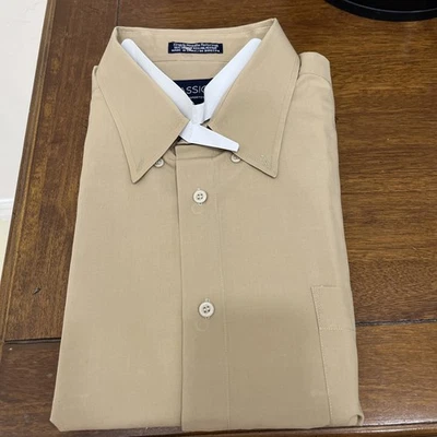 全新带标签 Falcon Bay Sportswear 经典男式长袖正装衬衫 3X 19-19 1/2 米色 — 第 1/3 张图片