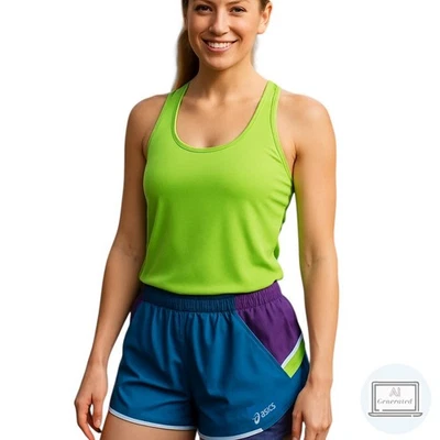 NEW Asics Womens Kayano Shorts Color Block Blue Purple Green Brief Liner Size L - Image 1 of 4