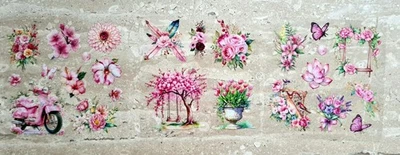 Stickerbögen 13 Bögen je Set Blumen Bäume Schmetterlinge Häuser Rosen - Bild 1 von 3