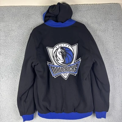 Dallas Mavericks Jacket Mens XXL Black Blue NBA Basketball Hooded Warm Up Coat - Image 1 of 4