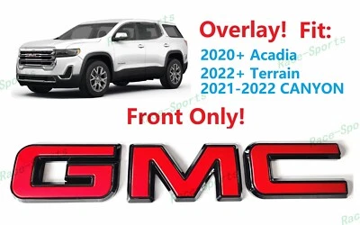 OVERLAY Front Gloss Black Red GMC Emblem 2020+ Acadia 2022+ Terrain 21-22 Canyon - Image 1 of 4