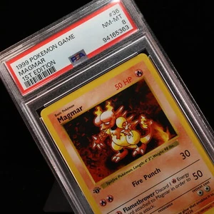 Pokemon TCG - Magmar 36/102 Base Set Uncommon 1st Edition - PSA 8 NM/MT - Picture 1 of 3