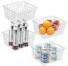  4 Pack Wire Storage Baskets for Organizing , Pantry Organization Bins White