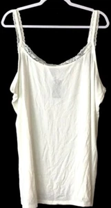 Torrid 4, 4X Cami Tank Top Blanco Encaje Ribete Acanalado Ajustable Correas Elásticas - Imagen 1 de 4