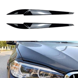 Finitura palpebre faro auto per BMW X5 X6 F15 F16 2014-2018 nero lucido - Foto 1 di 6