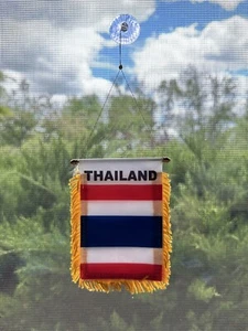 1 Dozen Thailand Mini Banners 4x6 W/Brass Staff And Suction - Picture 1 of 5