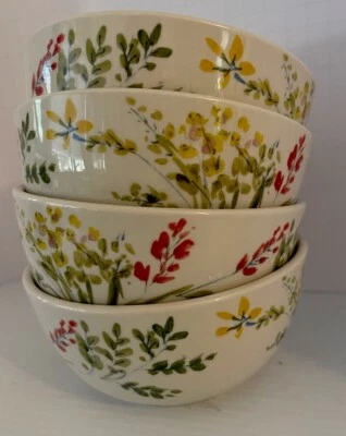 Juego de 4 cuencos de sopa de cereales Paula Deen GARDEN ROOSTER granja floral S021 Foto 1 de 4