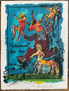 DIDIER CHENU BELLE LITHOGRAPHIE ORIGINALE TORDEUR D’ARC EN CIEL SIGNÉ DÉDICACE - Bild 1 von 1