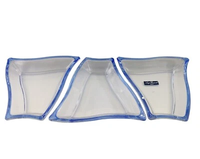 Luigi Bormioli Michelangelo 3 Piece Puzzle Thick Cobalt Blue Glass Serving Set - Image 1 of 4