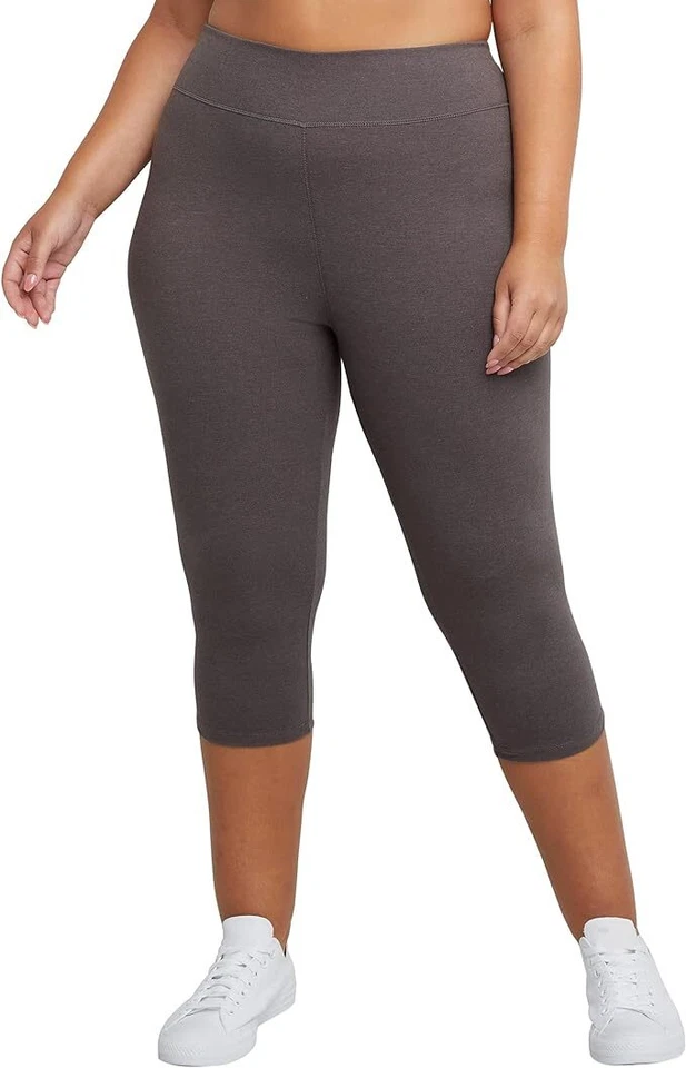 Leggings capri Just My Size jersey de algodón elástico para mujer talla grande cintura 1X-5X Foto 1 de 4