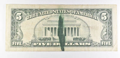1969 $5 Chicago, IL Federal Reserve Note Green Seal Error Ink Smear *6016 - Image 1 of 3