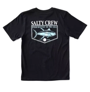 Salty Crew Angler Boy's Tee Shirt Black 8 to 14 Years Medium Fish 6-57 - Picture 1 of 6