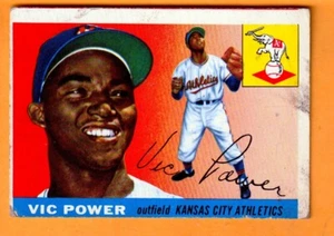 Vic Power Kansas City A's 1955 Topps #30 Arecibo Puerto Rico Creased - Picture 1 of 2