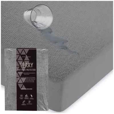 WATERPROOF TERRY TOWEL MATTRESS PROTECTOR Bed Cover Fitted Sheet Non-Allergenic - Image 1 of 4