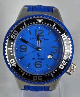 MOVIMIENTO SUIZO LEYENDA NEPTUNO HECHO EN SUIZA Hombre Acero Inoxidable Resistente al Agua 100M Foto 1 de 4