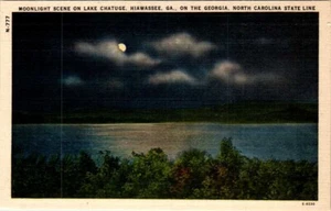 Leinen Postkarte Hiawassee Georgia GA Lake Chatuge North Carolina NC State Line - Bild 1 von 2