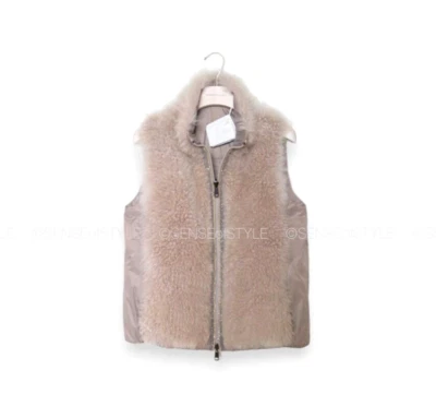 Brunello Cucinelli Reversible Women's Fur Vest Jacket Monili trim size 42 M - Image 1 of 4