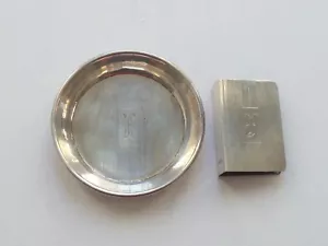 Pair Sterling Silver Individual Match Book Covers & Ashtrays, Art Deco, 60 Grams - Picture 1 of 6