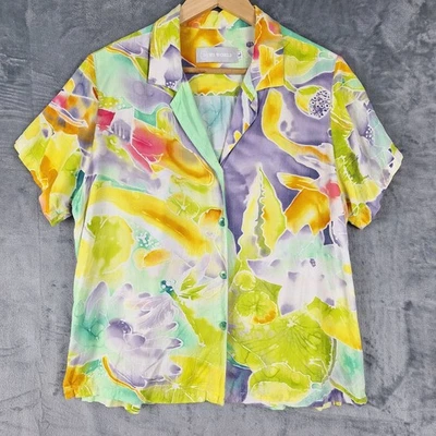 Top grande vintage Jams World botón Koi costero tropical hawaiano resort playa Foto 1 de 4