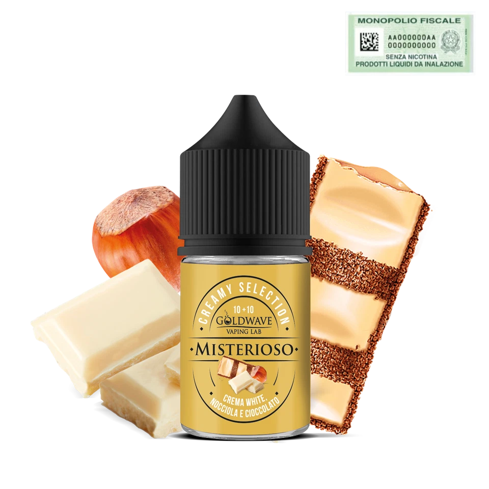 GOLDWAVE Misterioso -Liquidi Mix and Vape 10ml (Crema White, Nocciola e Cioccolato)