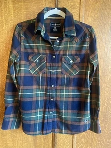 Teenie Weenie Damen kariertes Button-Down-Hemd mit Flanelldetail adrett Small - Bild 1 von 4