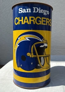 Vintage San Diego Chargers Football 19” Tall Metal Trash Can NFL Waste Basket - Picture 1 of 5
