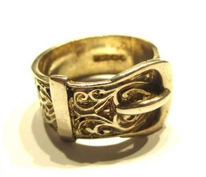 STERLINGSILBER ALTER VINTAGE RETRO GEMUSTERTER KLEINER SCHNALLENRING PINKY GRÖSSE K - Bild 1 von 2