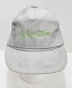 Vtg Yellowstone National Park Gray Corduroy Rope Hat Cap Snapback IAAC Hong Kong - Picture 1 of 11