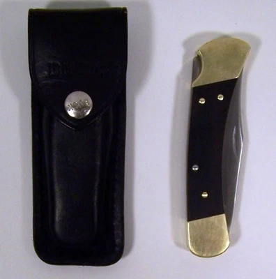 Buck 110 3 Dot Folding Hunter Pocket Knife, USA, 1980-81, Buck Leather Sheath - Image 1 of 4