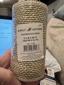 Simply Autumn Burlap Floral 5.5"x 20ft NEW IN PACKAGE Crafts,Wreath Gold & Beige - Picture 1 of 5