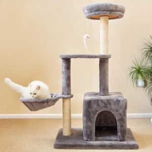 100cm Tall Cat Tree Multilevel Scratching Post Kittens Climbing Tower Bed Condo - Picture 1 of 25