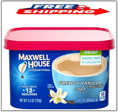 Maxwell House International DECAF 无糖法国香草混合咖啡,4.3 盎司 — 第 1/4 张图片
