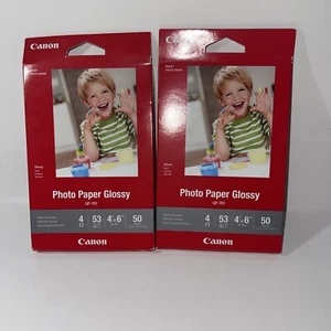 Canon Photo Paper Glossy 2 Packages of 50 Sheets Each  GP- 701 in 4" x 6" NEW - Picture 1 of 4