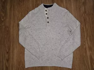 IZOD Lacoste Fisherman Button Quarter Pullover Gray Knit Sweater Sweatshirt - L - Picture 1 of 8