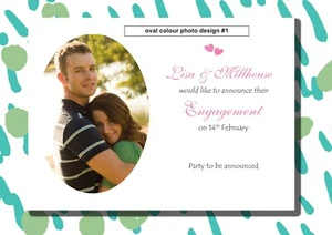 Invitaciones de compromiso fotográfico ovaladas - 5"" x 7"" - 50 tarjetas con sobres - Imagen 1 de 3