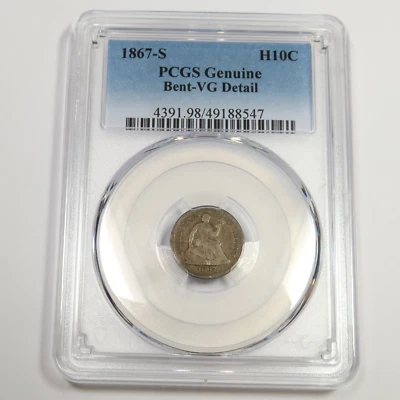1867 S PCGS VG Detail - Silver Seated Half Dime H10C US Coin #49925A - Image 1 of 2