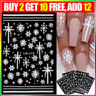 Christmas Nail Art Stickers Decals White Snowflakes Reindeer Baubles Hearts