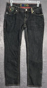 Womens COOGI Black Jeans Low Rise Australia Embroidered Size 11/12 (30x33) - Picture 1 of 15