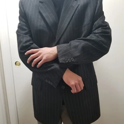 Corneliani Blazer 100% Virgin wool Brown Stripes Size 42 - Image 1 of 4