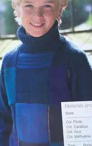 Boys Patchwork Jumper (age 6 - 12 years) Knitting Pattern - Picture 1 of 1