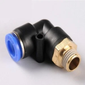 Hilo macho de 1/4" bsp 6 mm neumático codo ajuste empuje ajuste 6 mm tubería de aire L PL6-02 - Imagen 1 de 1