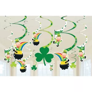 St Patricks Day Party Swirl Decorations 12pk - St Patricks Day Party Supplies - Picture 1 of 1