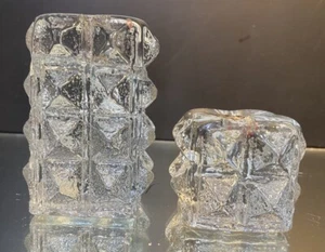 Blenko..Diamonds..Candlesticks.,Small..2.25" x 2.25"..Large..4.25" x 2.25"..NICE - Picture 1 of 8